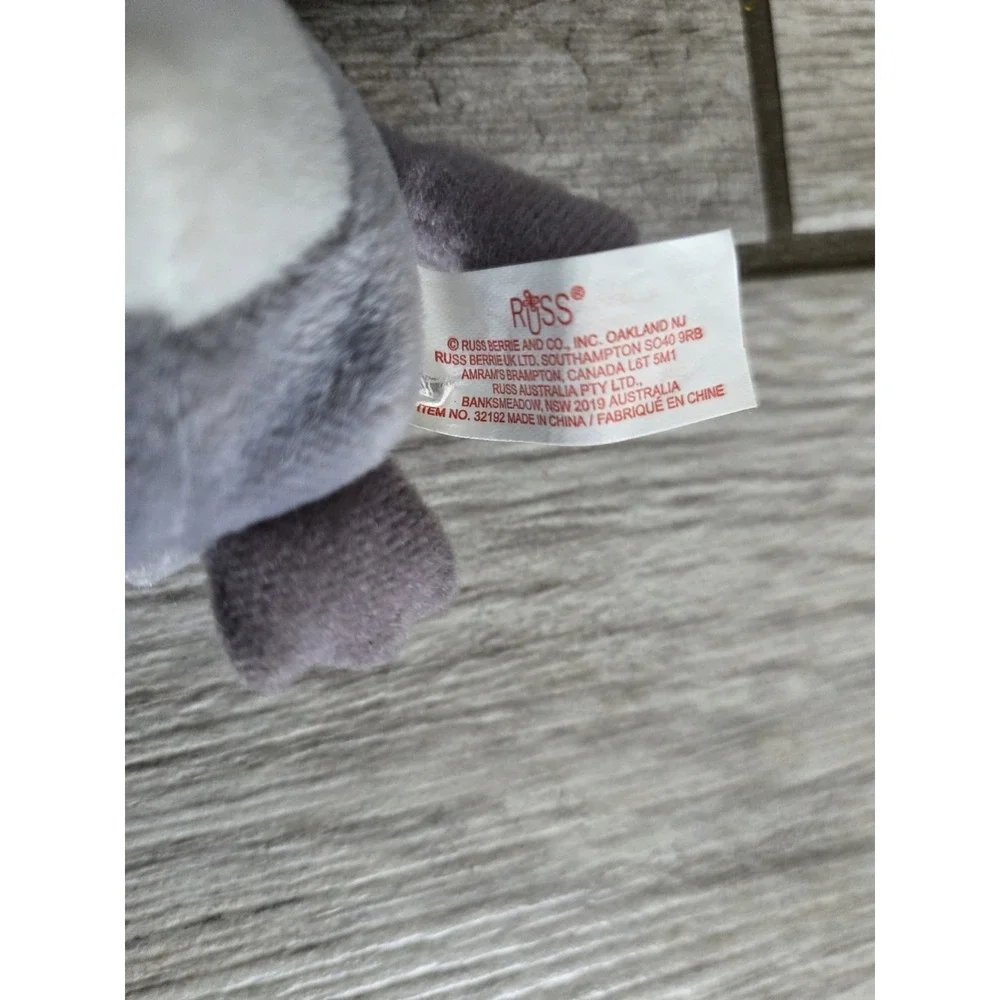 Russ Berrie Plush Mouse Ornament Lot of 4 Gray‎ Mice Christmas Tree Hangers Cute